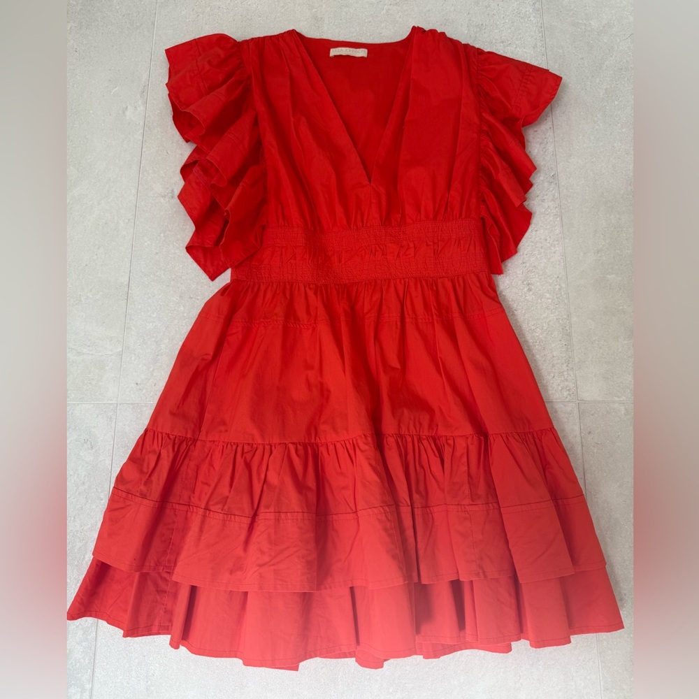 Ulla Johnson Vibrant Red Ruffled Kids Dress